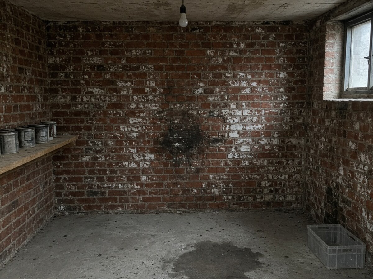 AI-generated illustration - Before: damp cellar walls, not a photo of an EYR job