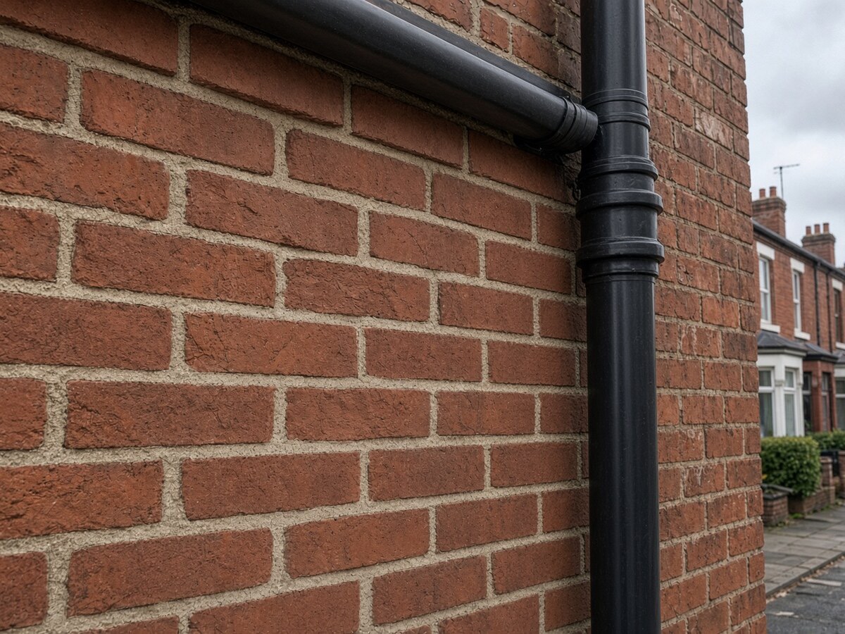 AI-generated illustration - After: repointed, with a new downpipe, not a photo of an EYR job