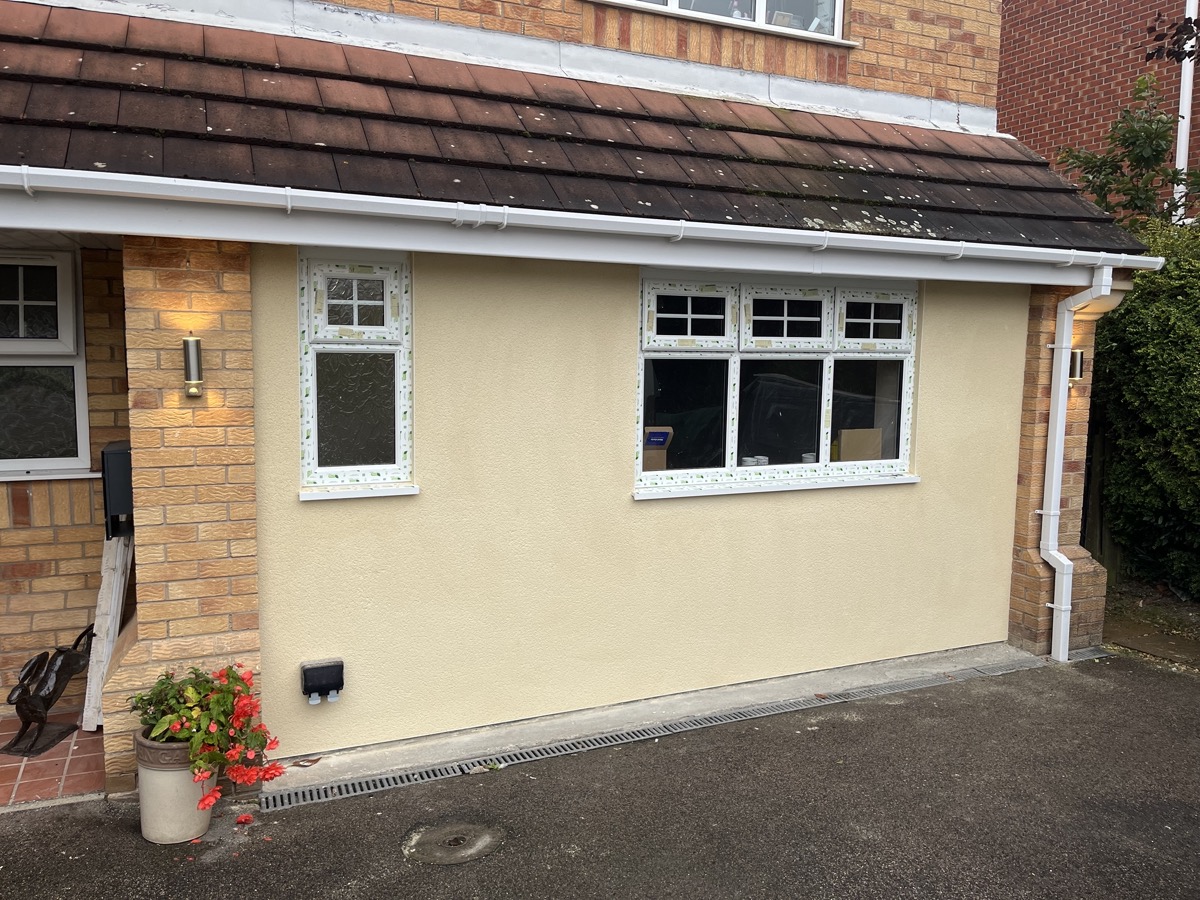 Garage conversion we completed in East Yorkshire, with a rendered exterior