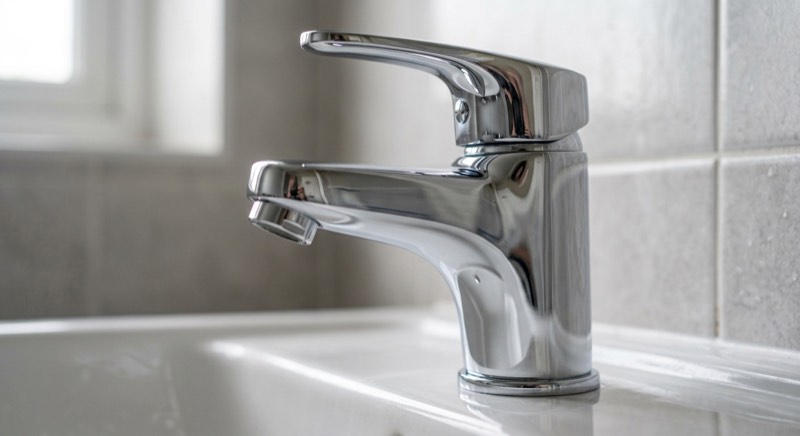 AI-generated illustrative example: clean bathroom tap