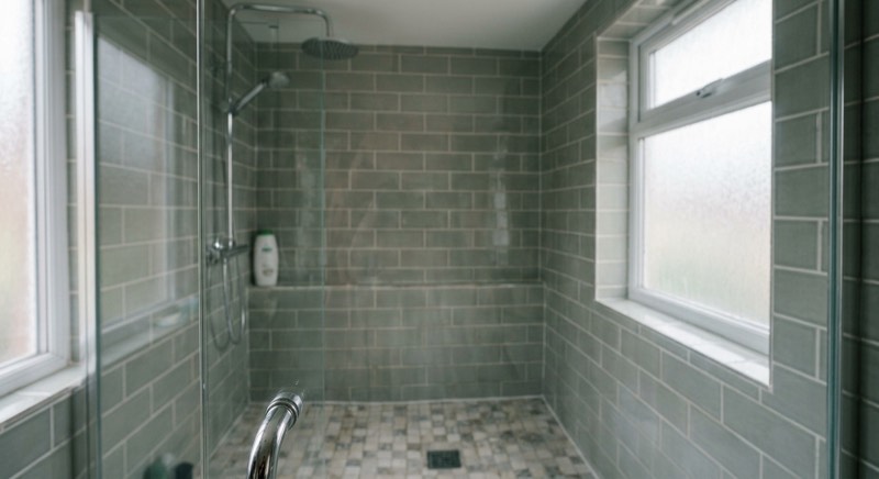 AI-generated illustrative example: clean, clear shower screen